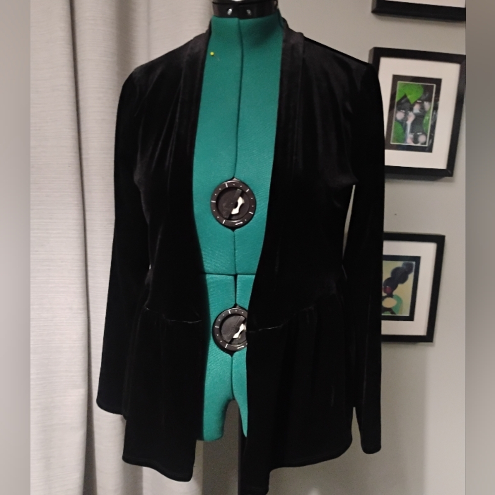 Modcloth Luxe The Part Soft Draped Black Velvet Blazer Sz M - Picture 4 of 16